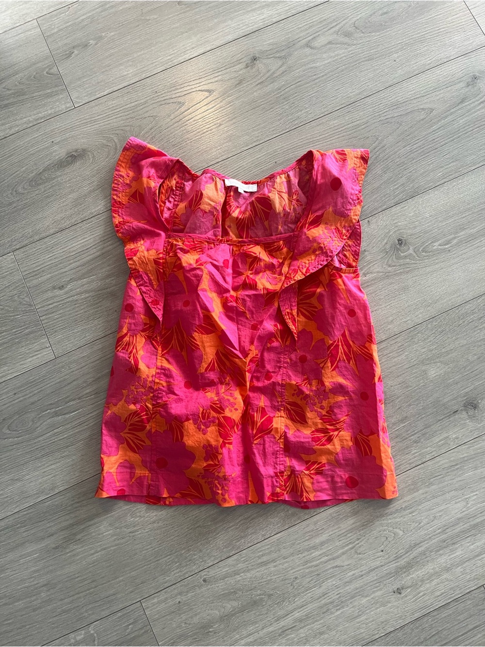 Olivaceous Pink and Orange Floral Sleeveless Top
